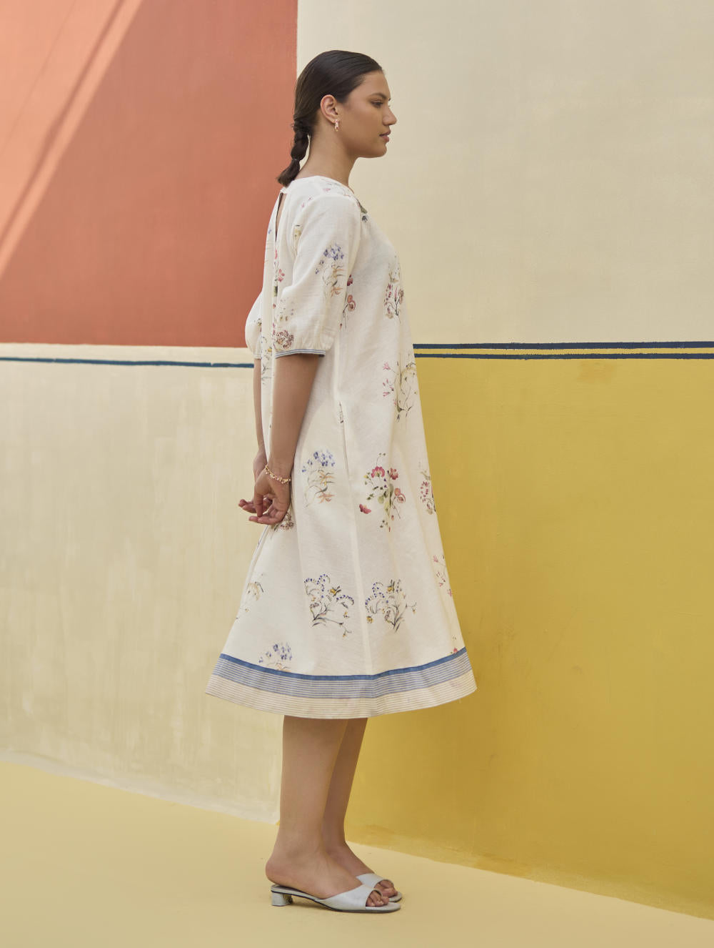 Kaya Watercolour Floral Linen Dress
- Ivory