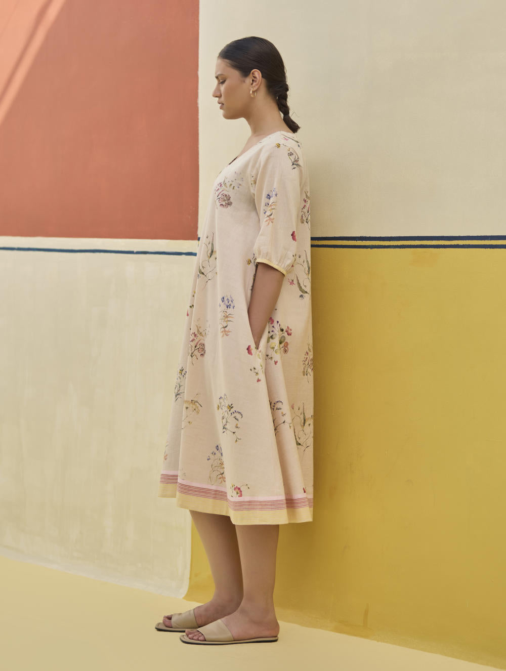 Kaya Watercolour Floral Linen Dress
- Sand