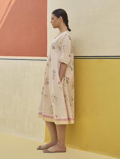 Kaya Watercolour Floral Linen Dress
- Sand