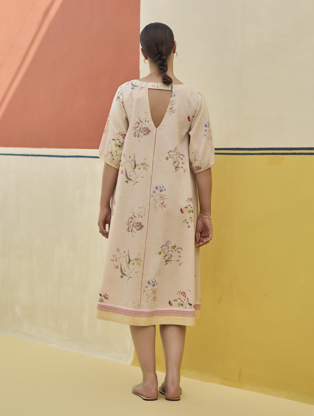 Kaya Watercolour Floral Linen Dress
- Sand