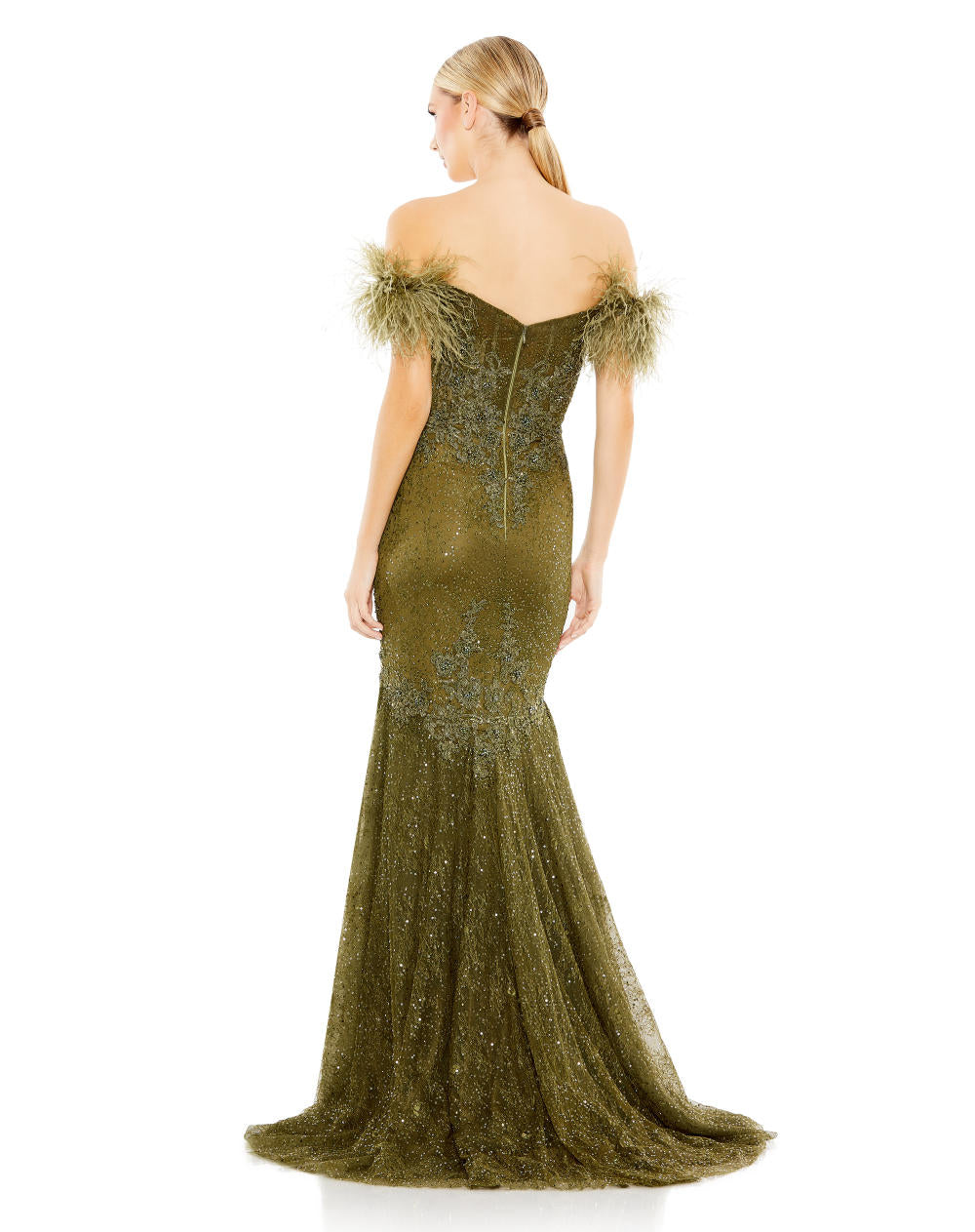 MD-20246 Off Shoulder Mermaid Gown-Green