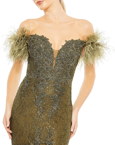 MD-20246 Off Shoulder Mermaid Gown-Green