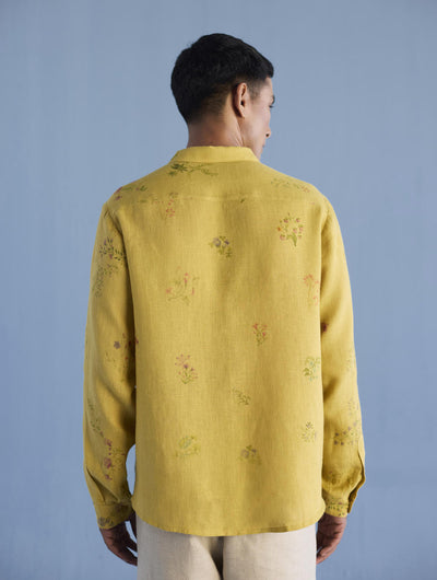 Kabo Floral Linen Shirt - Ochre