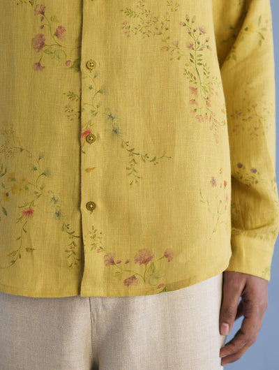 Kabo Floral Linen Shirt - Ochre