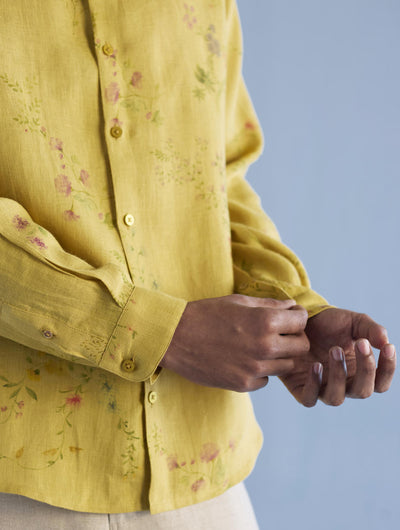 Kabo Floral Linen Shirt - Ochre