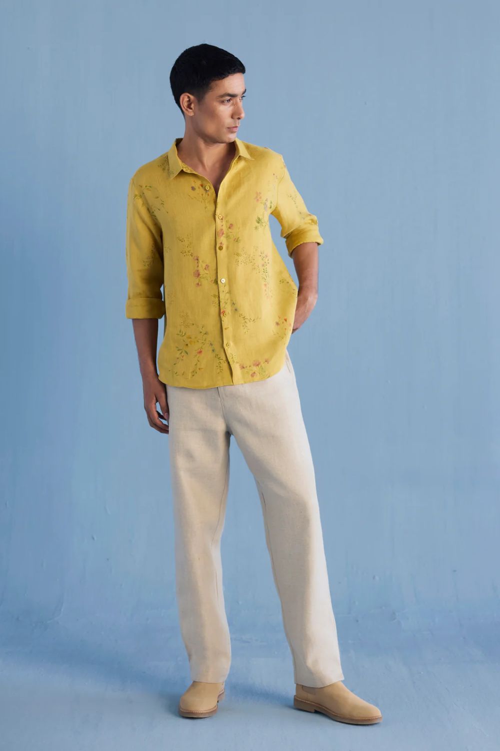Kabo Floral Linen Shirt - Ochre