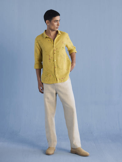 Kabo Floral Linen Shirt - Ochre