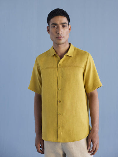 Kai Pintuck Linen Shirt - Ochre
