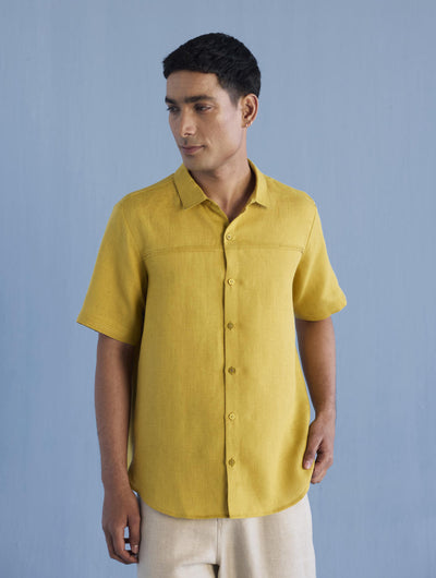 Kai Pintuck Linen Shirt - Ochre