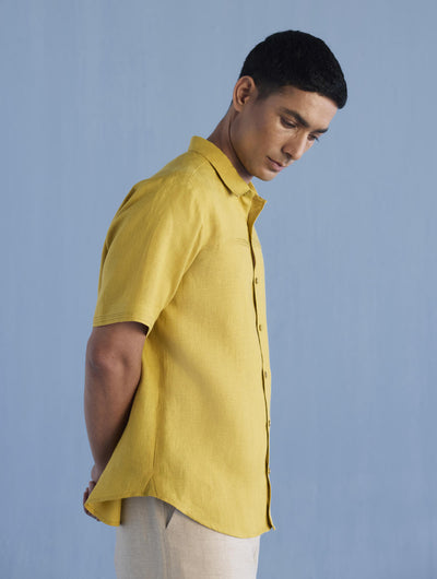 Kai Pintuck Linen Shirt - Ochre