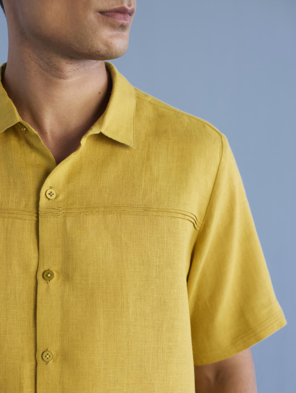 Kai Pintuck Linen Shirt - Ochre