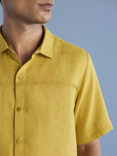 Kai Pintuck Linen Shirt - Ochre