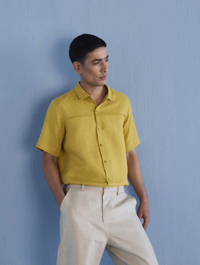 Kai Pintuck Linen Shirt - Ochre