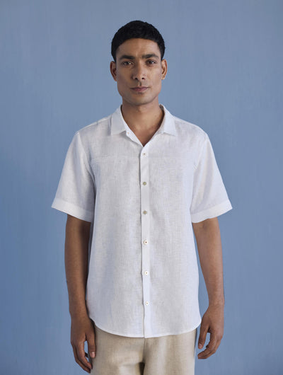 Kai Pintuck Linen Shirt - White