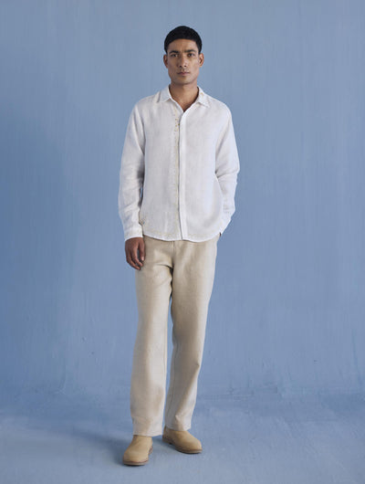 Kuru Hand-Embroidered Linen Shirt - White
