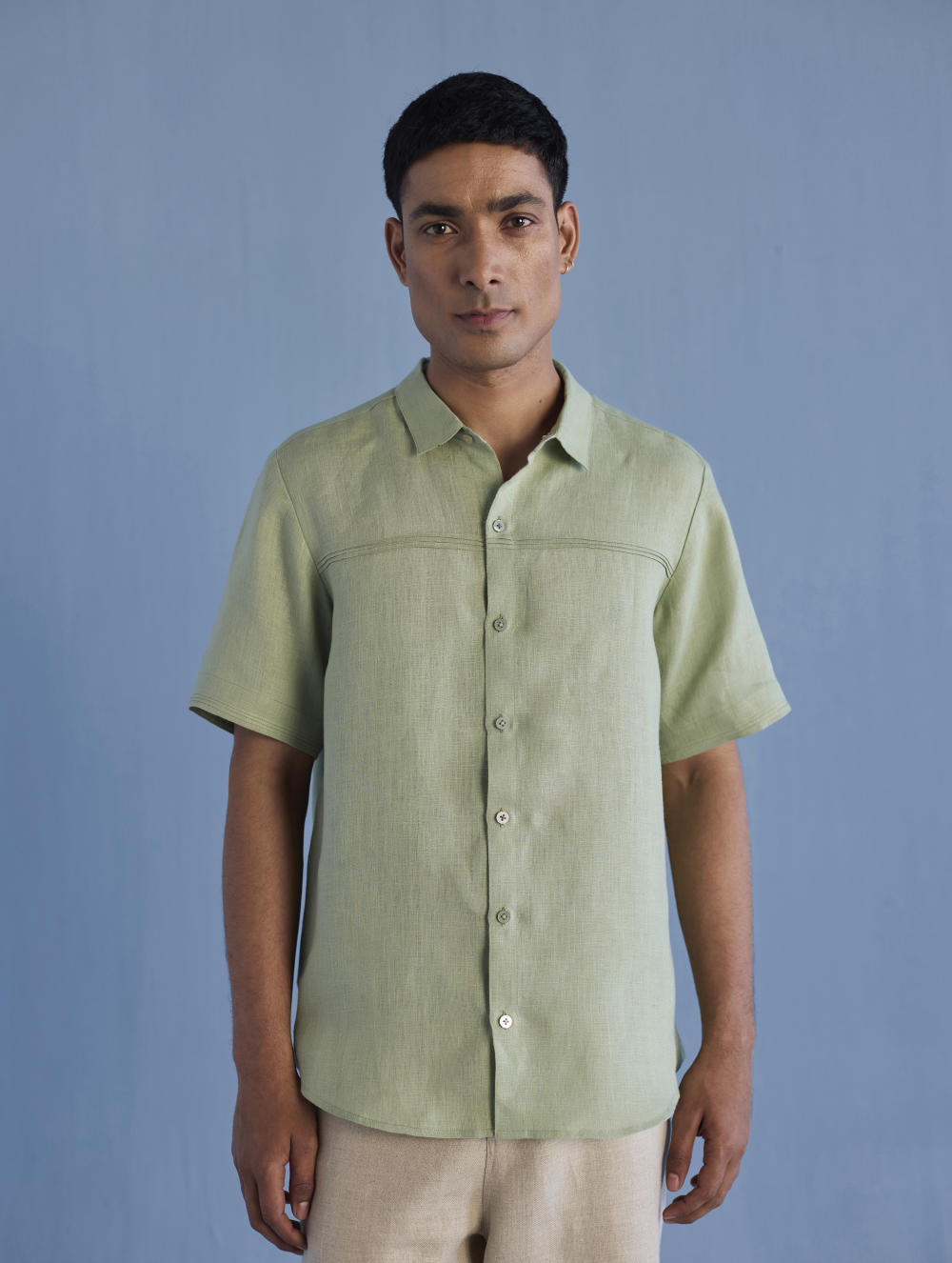 Kai Pintuck Linen Shirt - Mint