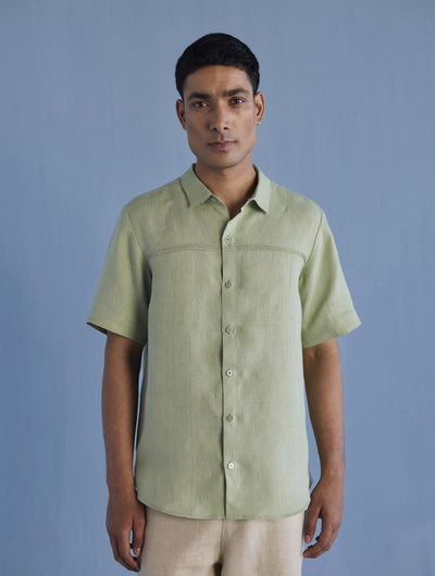 Kai Pintuck Linen Shirt - Mint