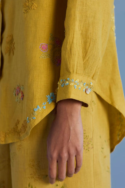 Alila Hand-Embroidered Linen Shirt - Ochre