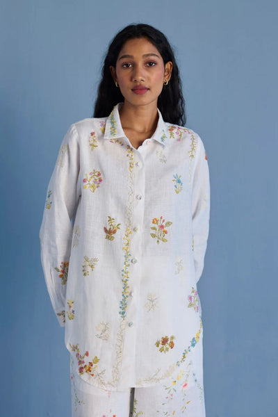 Alila Hand-Embroidered Linen Shirt - White