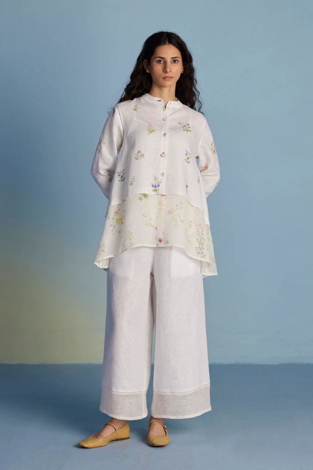 Leina A- Line Linen Co-ord Set - White