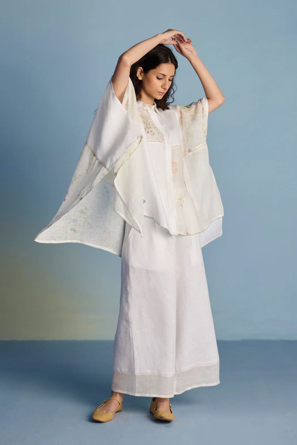 Osho Patchwork Kaftan Co-ord Set - White