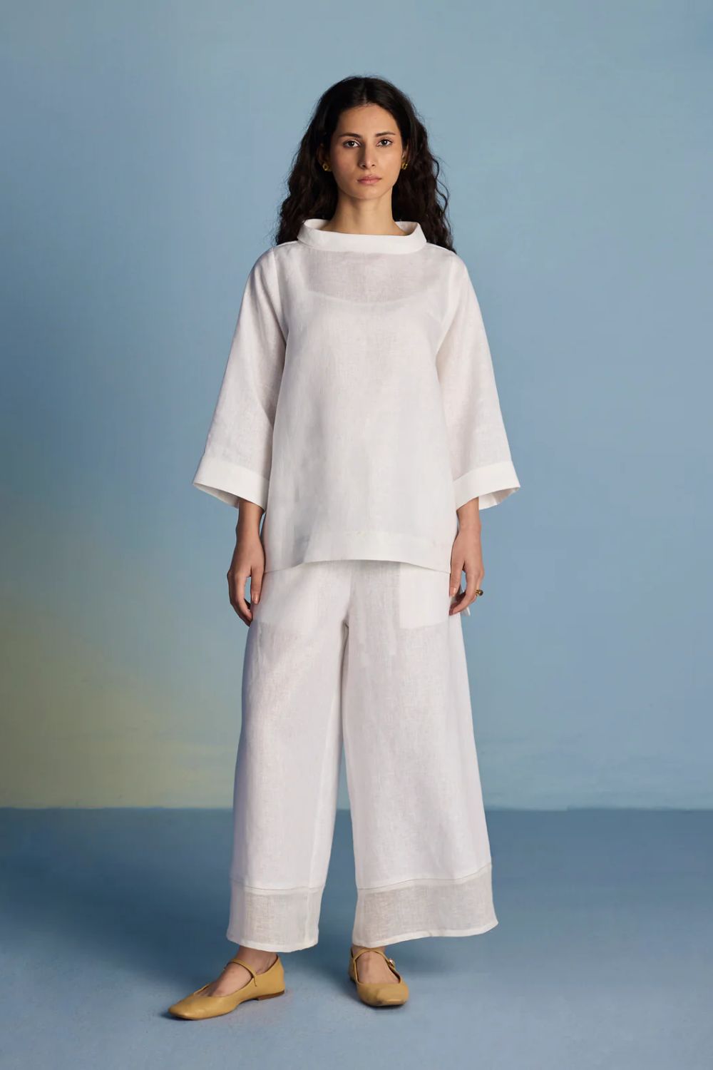 Ishi Boat-Neck Linen Co-ord Set  - White