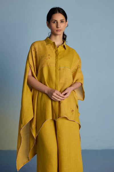 Osho Patchwork Kaftan Shirt - Ochre
