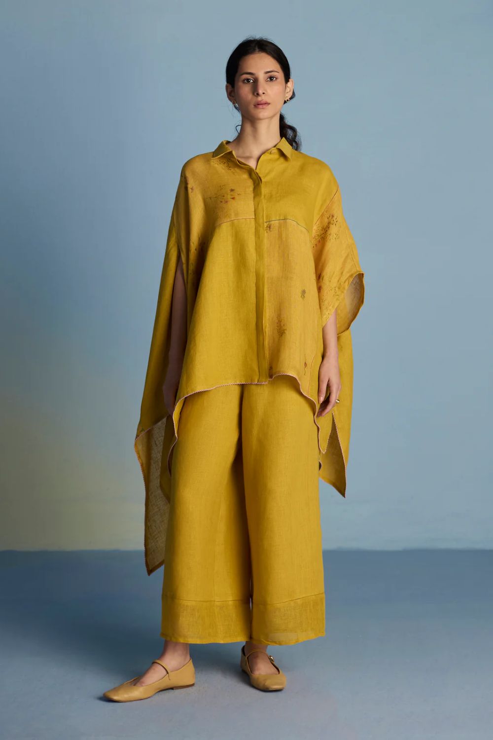 Osho Patchwork Kaftan Co-ord Set - Ochre
