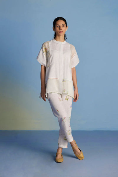 Aboli Patchwork Linen C-ord Set - White