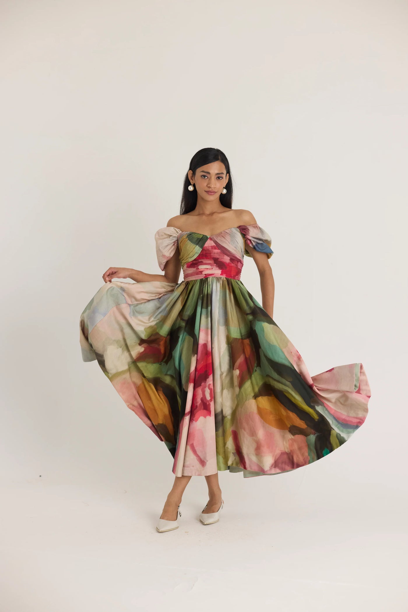 YAMPOP25-13 TILLY PUFF SLEEVES DRESS-Size S