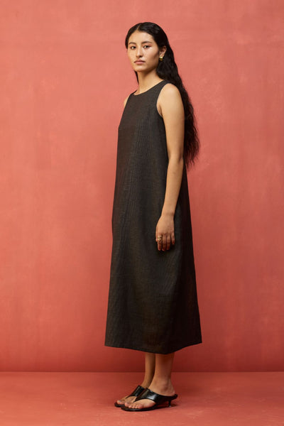 Juro Linen Parabola Dress - Charcoal
