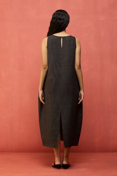 Juro Linen Parabola Dress - Charcoal