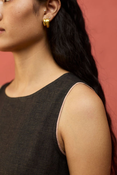 Juro Linen Parabola Dress - Charcoal