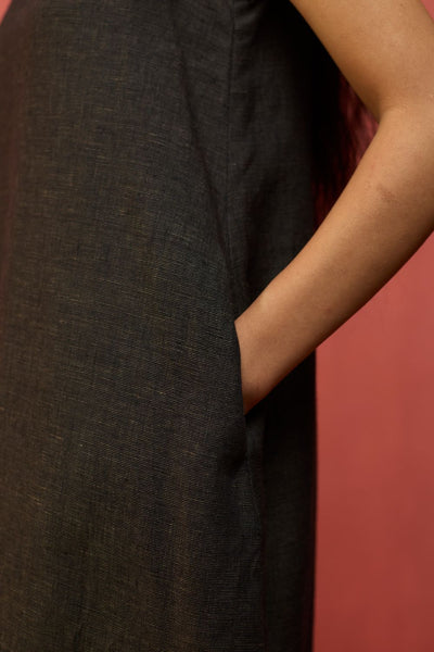 Juro Linen Parabola Dress - Charcoal