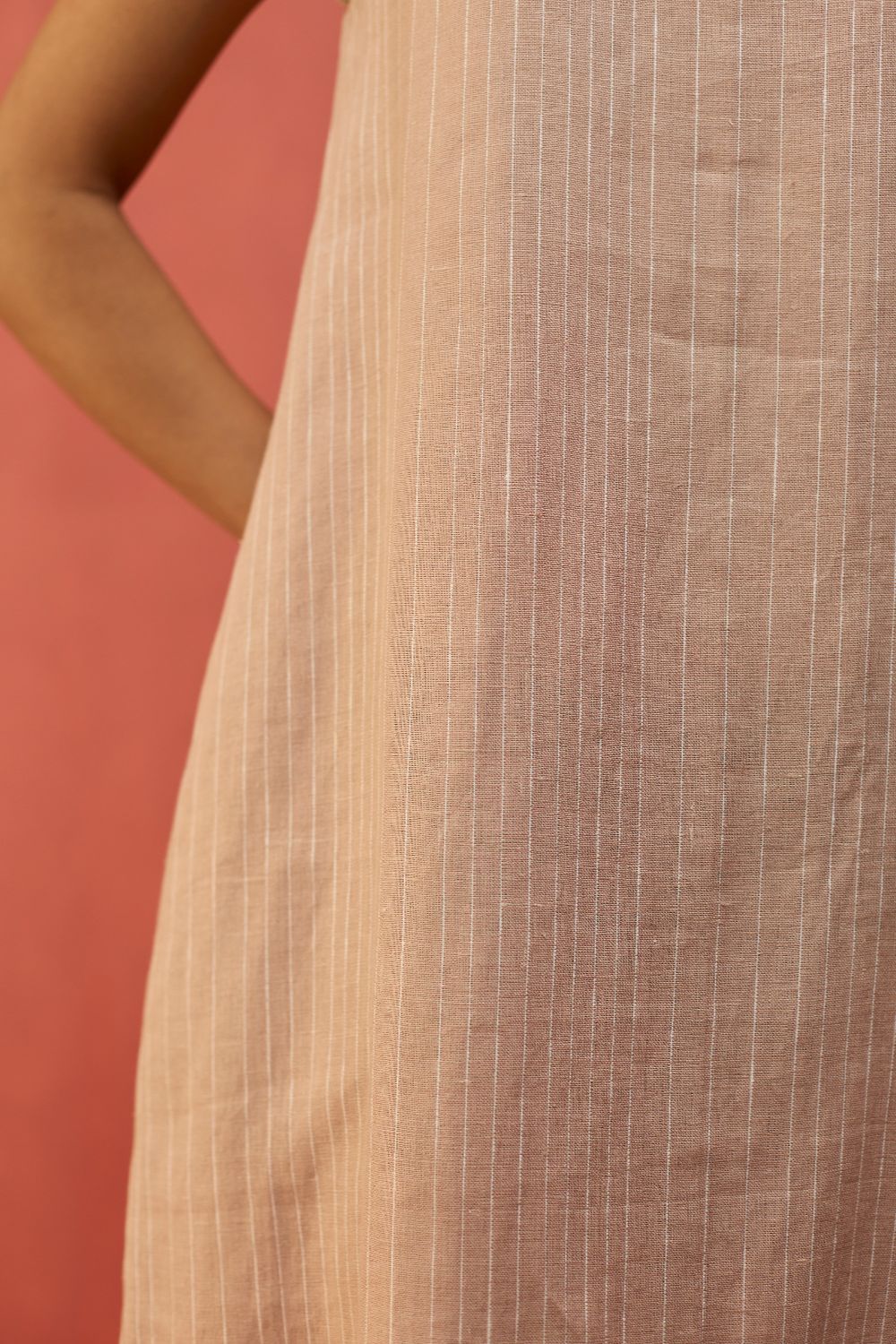 Juro Stripe Linen Parabola Dress - Rose
