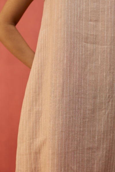 Juro Stripe Linen Parabola Dress - Rose