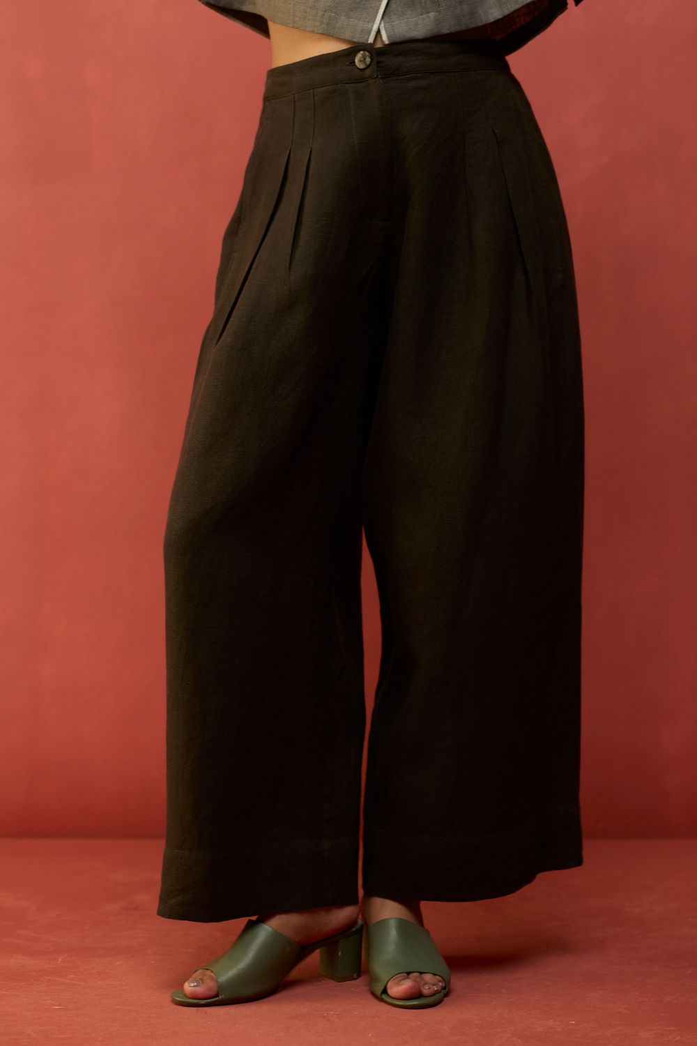 Kiera Cuban Collar Linen Shirt - Grey