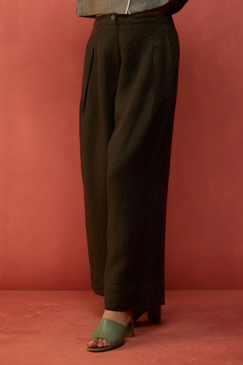 Kiera Cuban Collar Linen Shirt - Grey