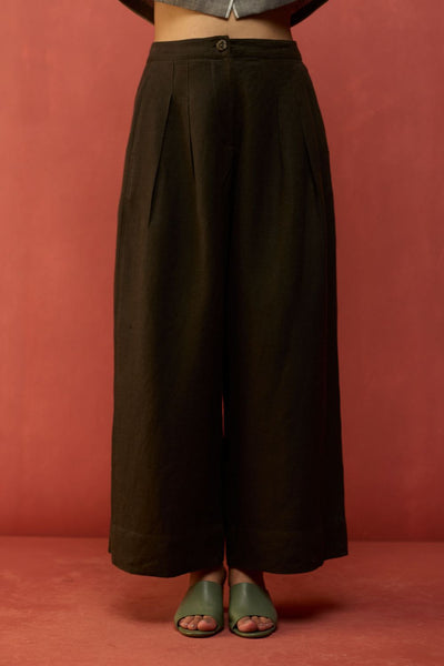 Kiera Cuban Collar Linen Co-ord Set - Grey