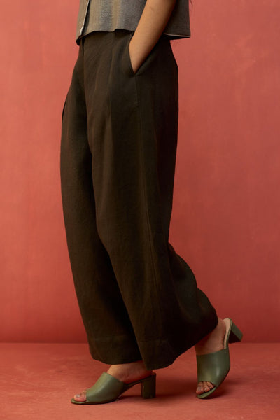 Kiera Cuban Collar Linen Shirt - Grey