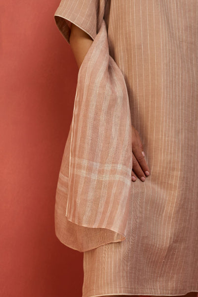 Semma Stripe Linen Kurta - Dusty Rose