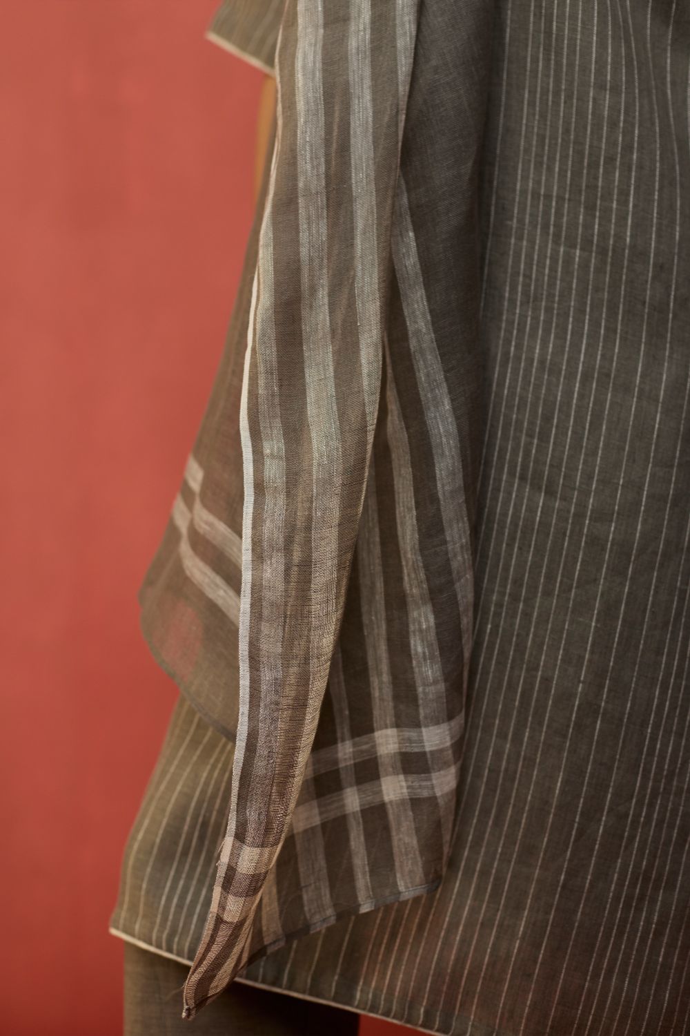 Semma Stripe Linen Kurta - Grey