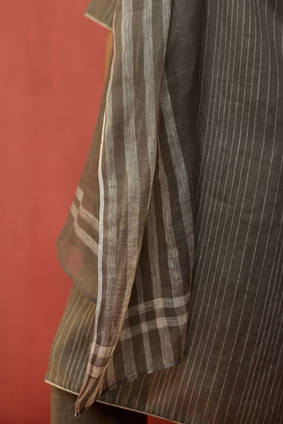 Semma Stripe Linen Kurta - Grey