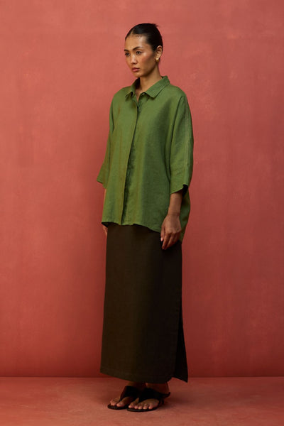 Yoko Forever Linen Shirt - Fern Green