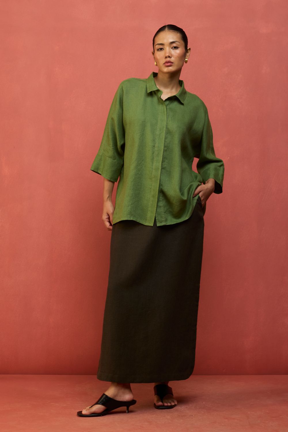 Yoko Forever Linen Shirt - Fern Green