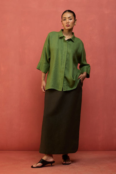 Yoko Forever Linen Shirt - Fern Green