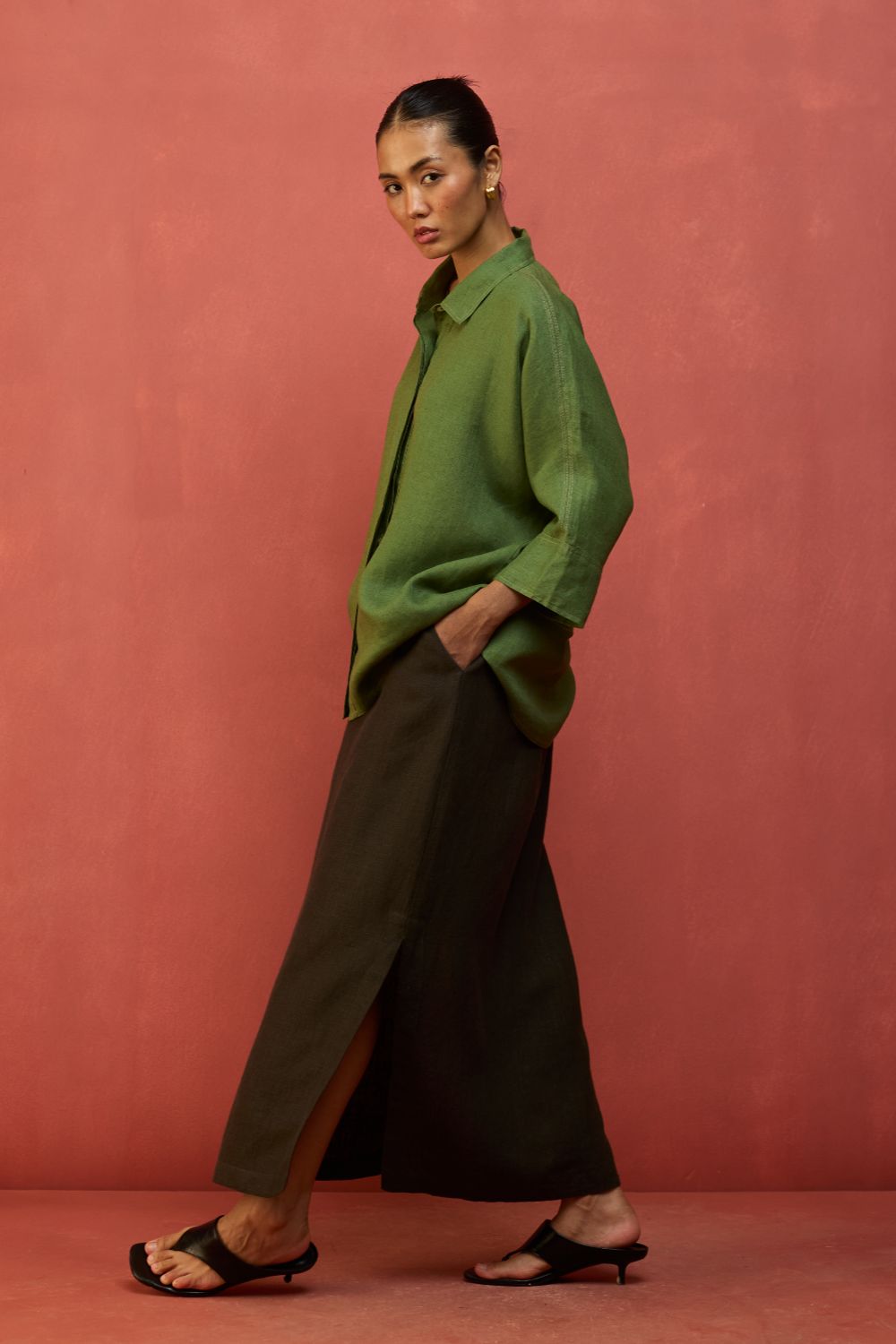 Yoko Forever Linen Shirt - Fern Green