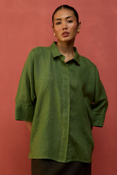 Yoko Forever Linen Shirt - Fern Green