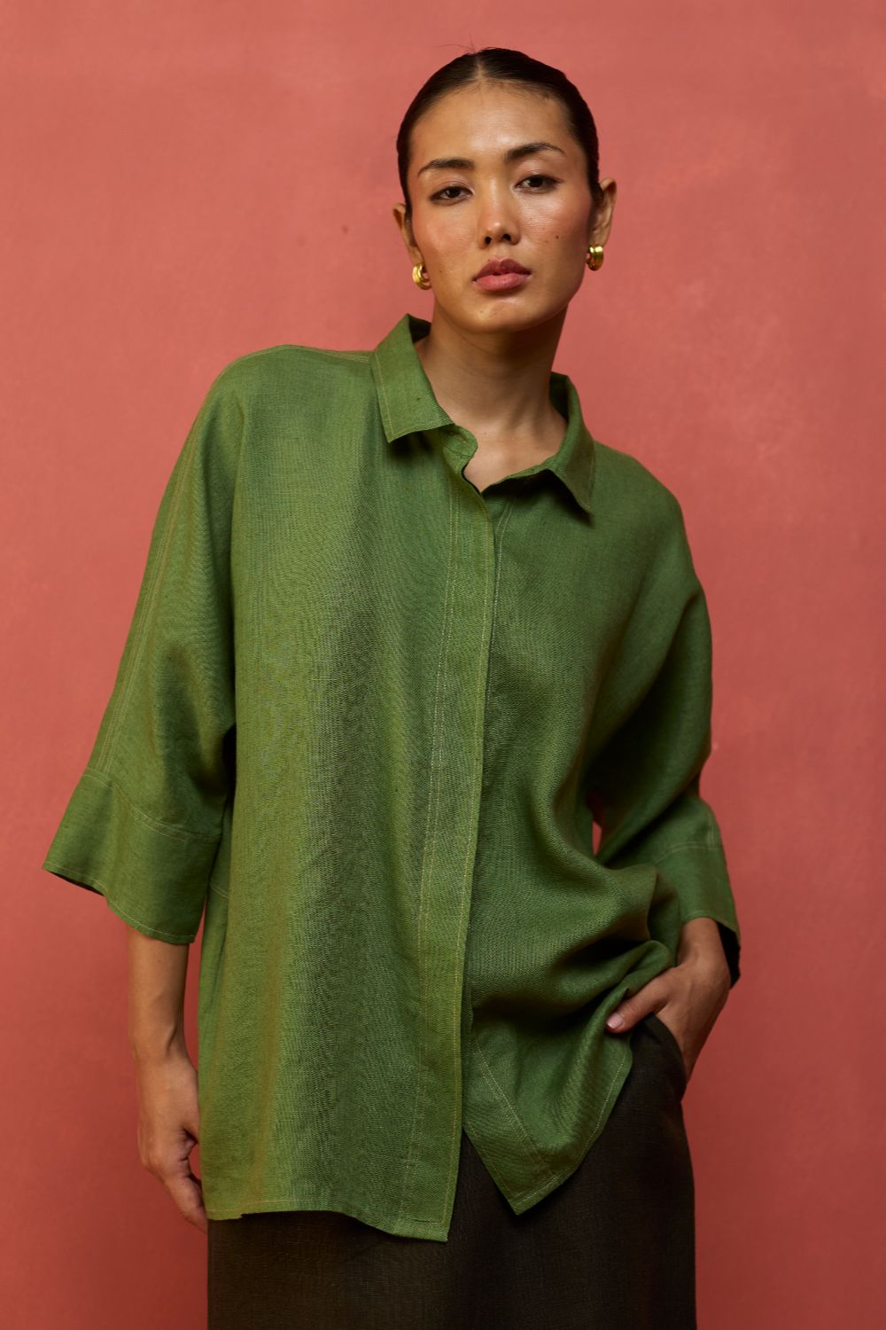 Yoko Forever Linen Shirt - Fern Green