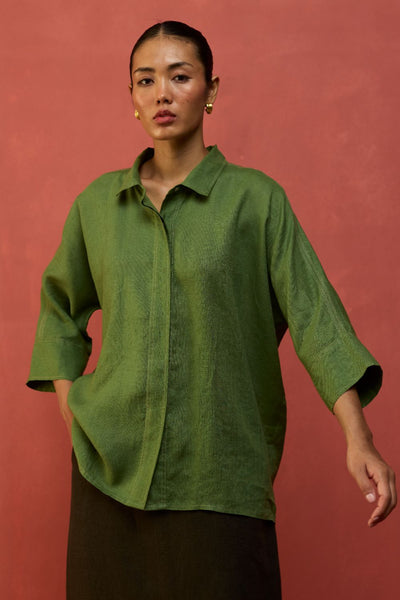 Yoko Forever Linen Shirt - Fern Green